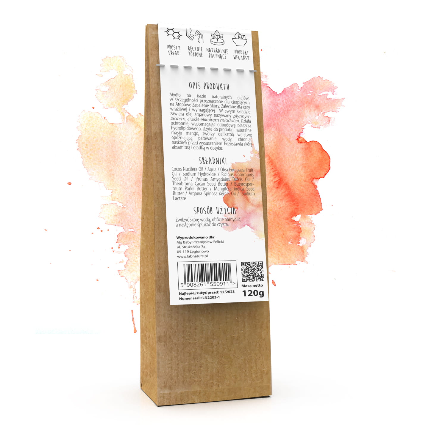 Prawdziwe Mydło do Skóry Wrażliwej (Argan i Mango) – Lab Nature — miniatura 3