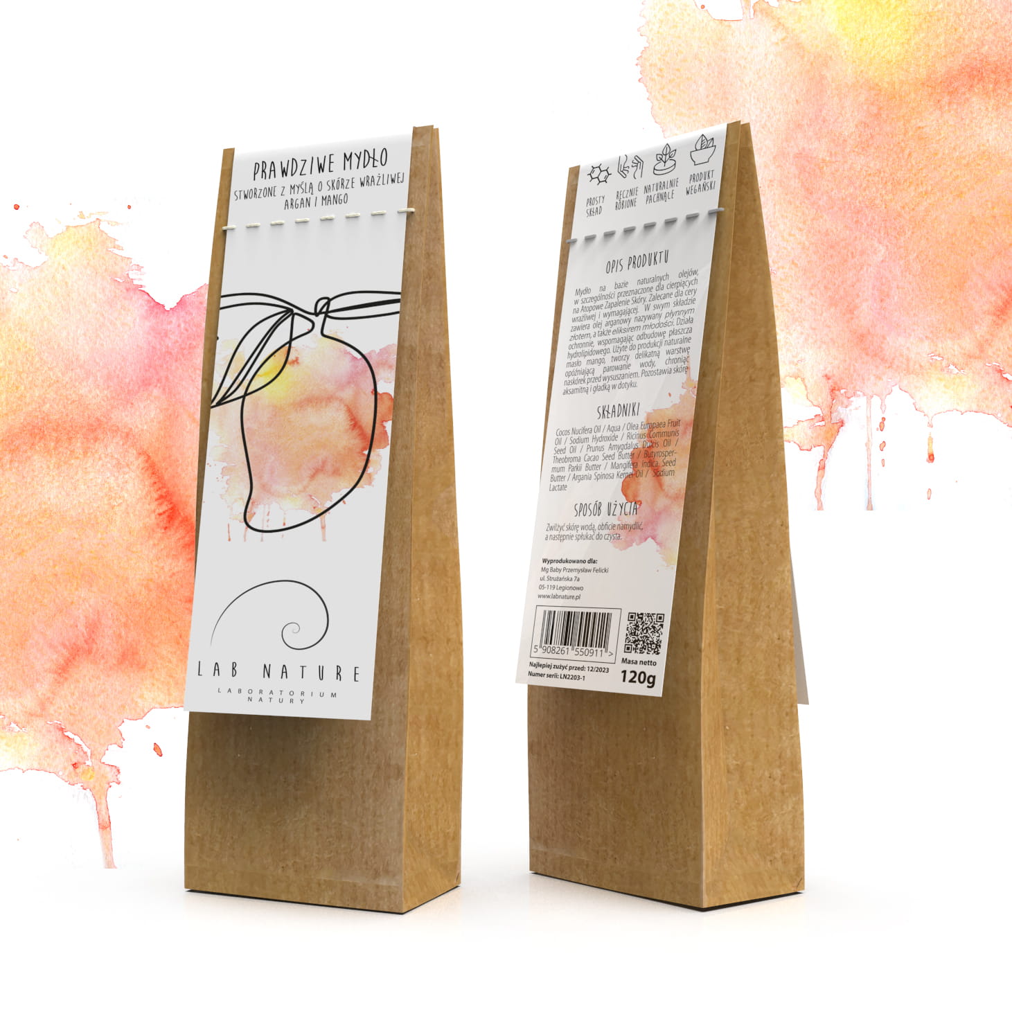 Prawdziwe Mydło do Skóry Wrażliwej (Argan i Mango) – Lab Nature — miniatura 4