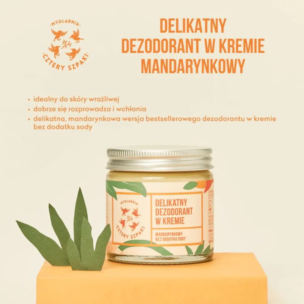 4 Szpaki - Delikatny dezodorant w kremie bez dodatku sody - Mandarynka i Bergamotka — miniatura 4