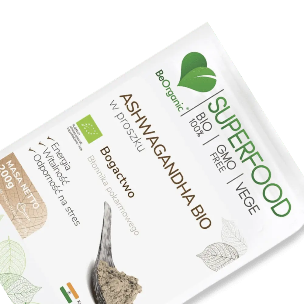 Ashwagandha BIO BeOrganic w proszku – naturalny adaptogen dla Twojego spokoju — miniatura 2