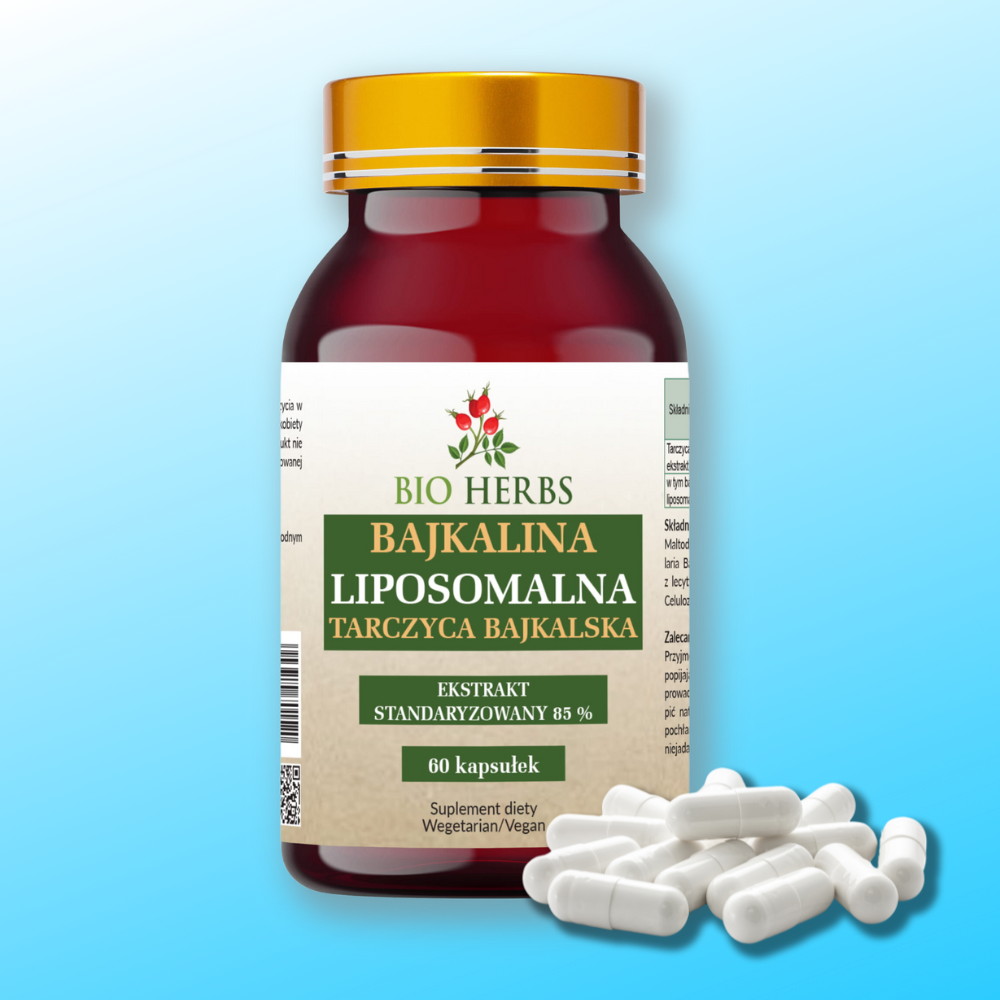 Bajkalina Liposomalna 85% - Tarczyca Bajkalska Bio Herbs 60 kapsułek — miniatura 2