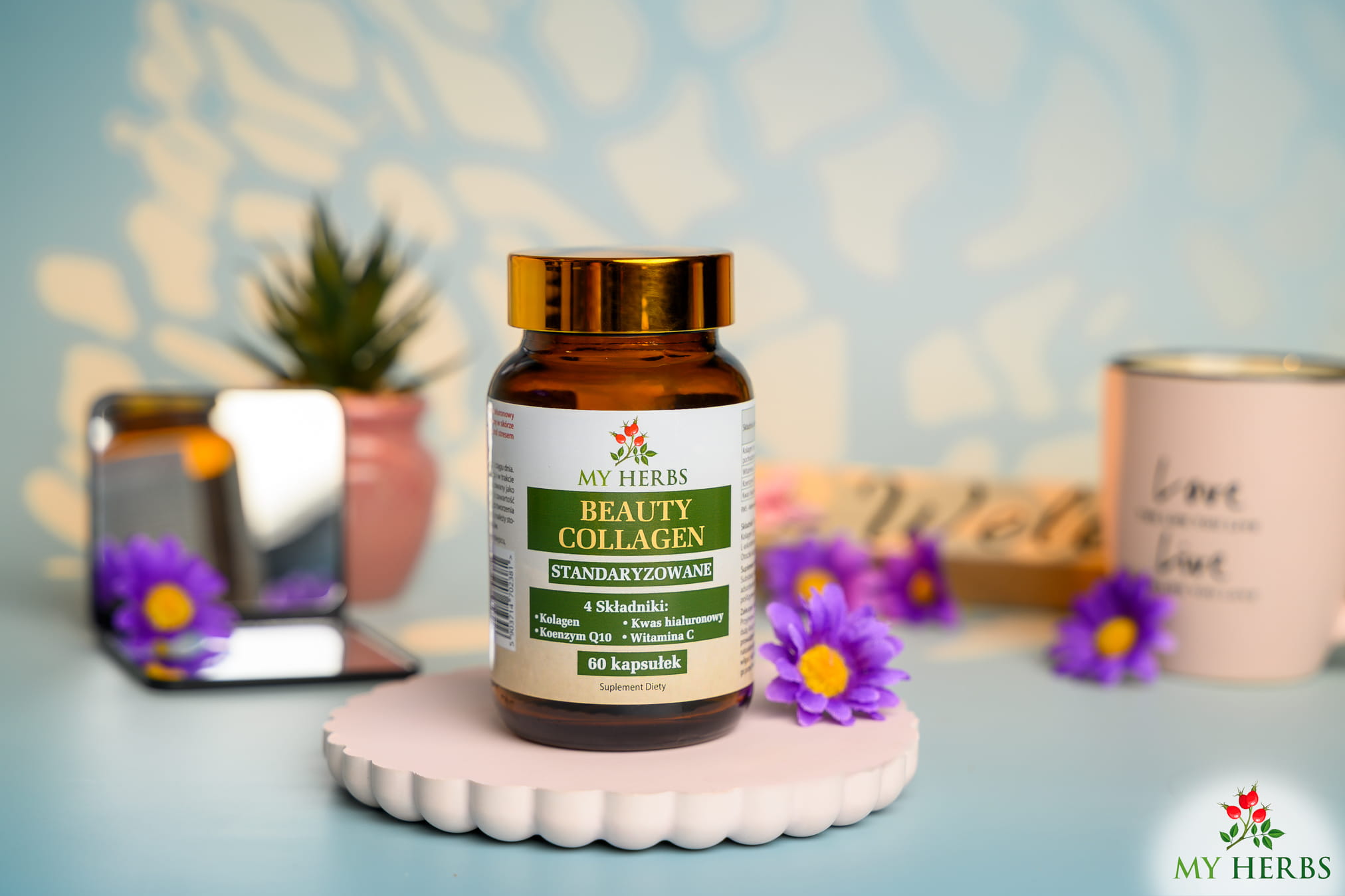 Beauty Collagen Premium - Kolagen morski z kwasem hialuronowym, koenzymem Q10 i witaminą C - 60 kapsułek — miniatura 2