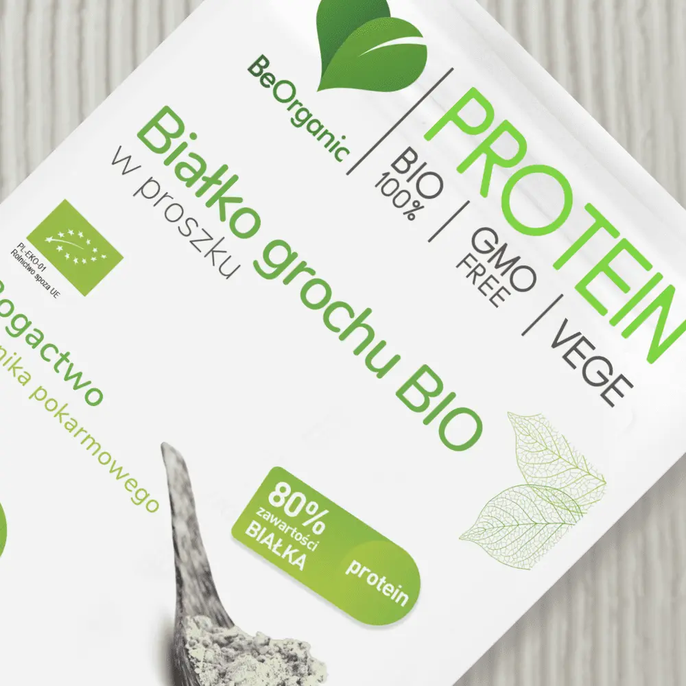 BeOrganic, Białko Grochu 80% BIO w proszku 200g — miniatura 3