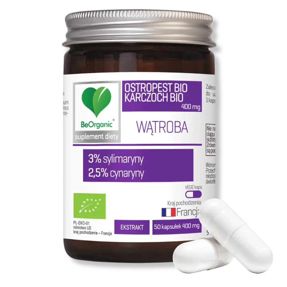 BeOrganic Wątroba Ostropest BIO 3% + Karczoch BIO 2,5%,  400mg od Medicaline — miniatura 2