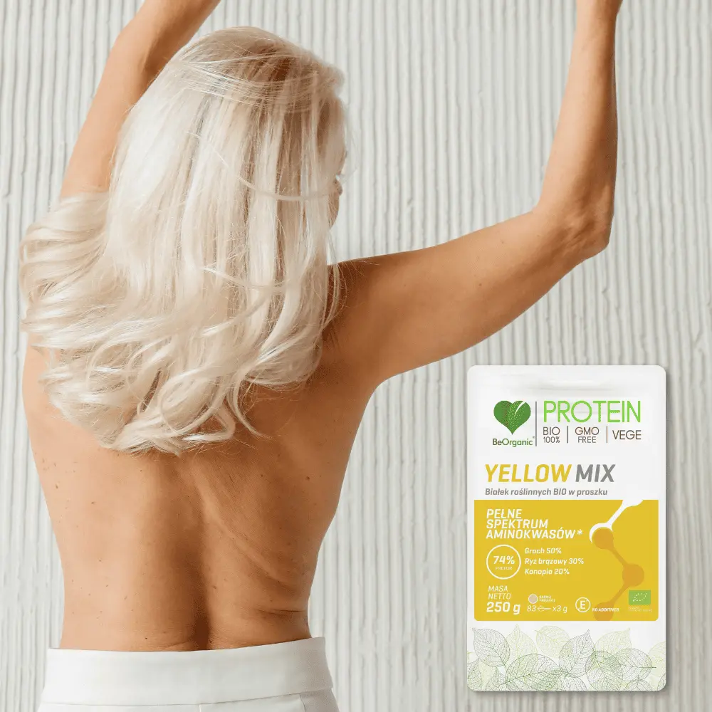 BeOrganic Yellow MIX białek roślinnych BIO w proszku 250g — miniatura 3
