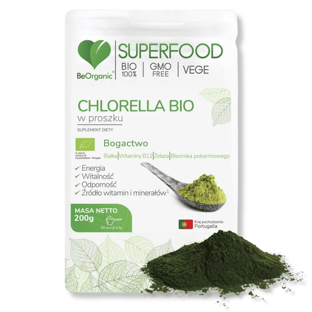 Chlorella BIO w proszku BeOrganic – zielona energia dla Twojego organizmu Chlorella BIO w proszku 200g od Medicaline — miniatura 2