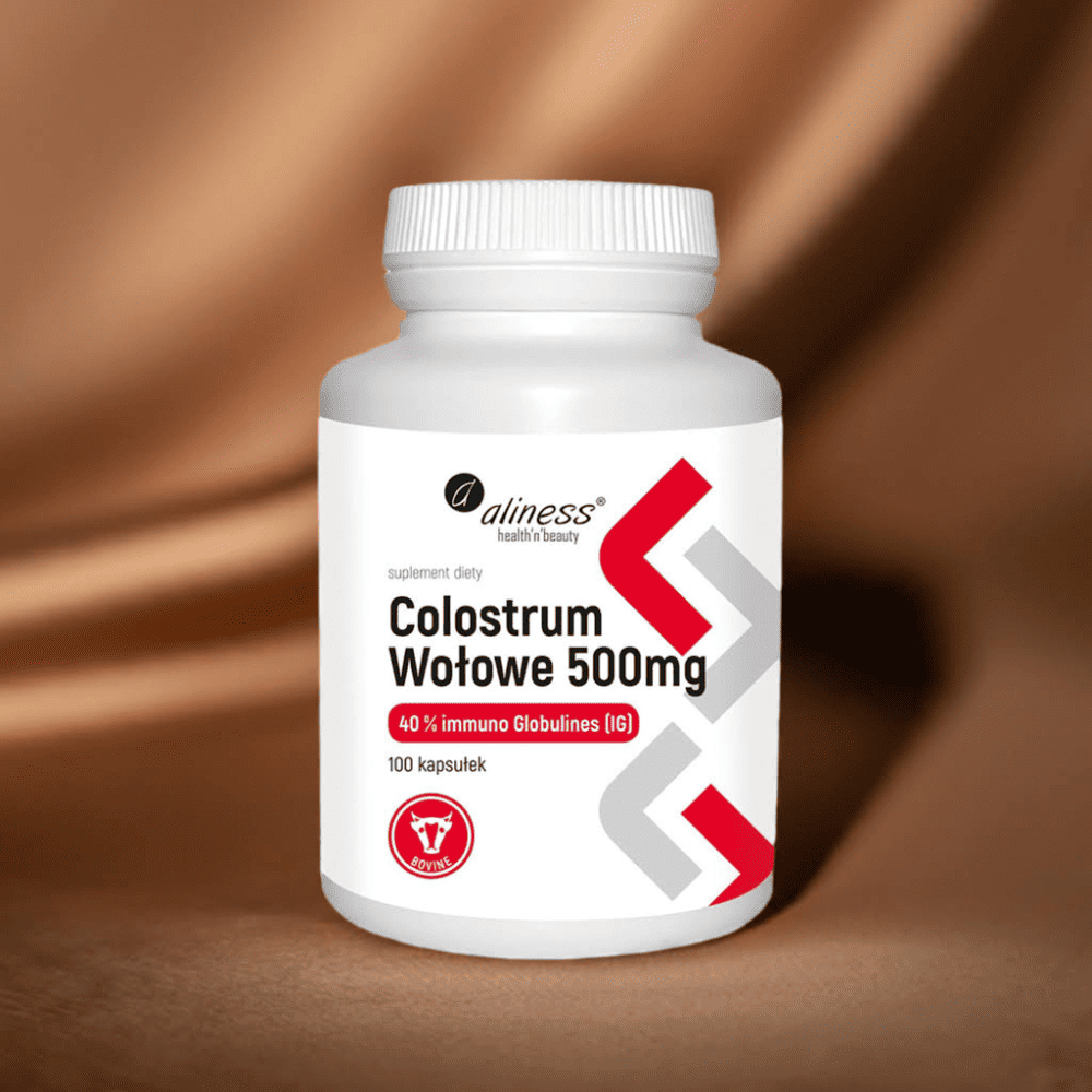 Colostrum Wołowe IG 40% – 500 mg, 200 mg Immunoglobulin, 100 kaps. Aliness — miniatura 2