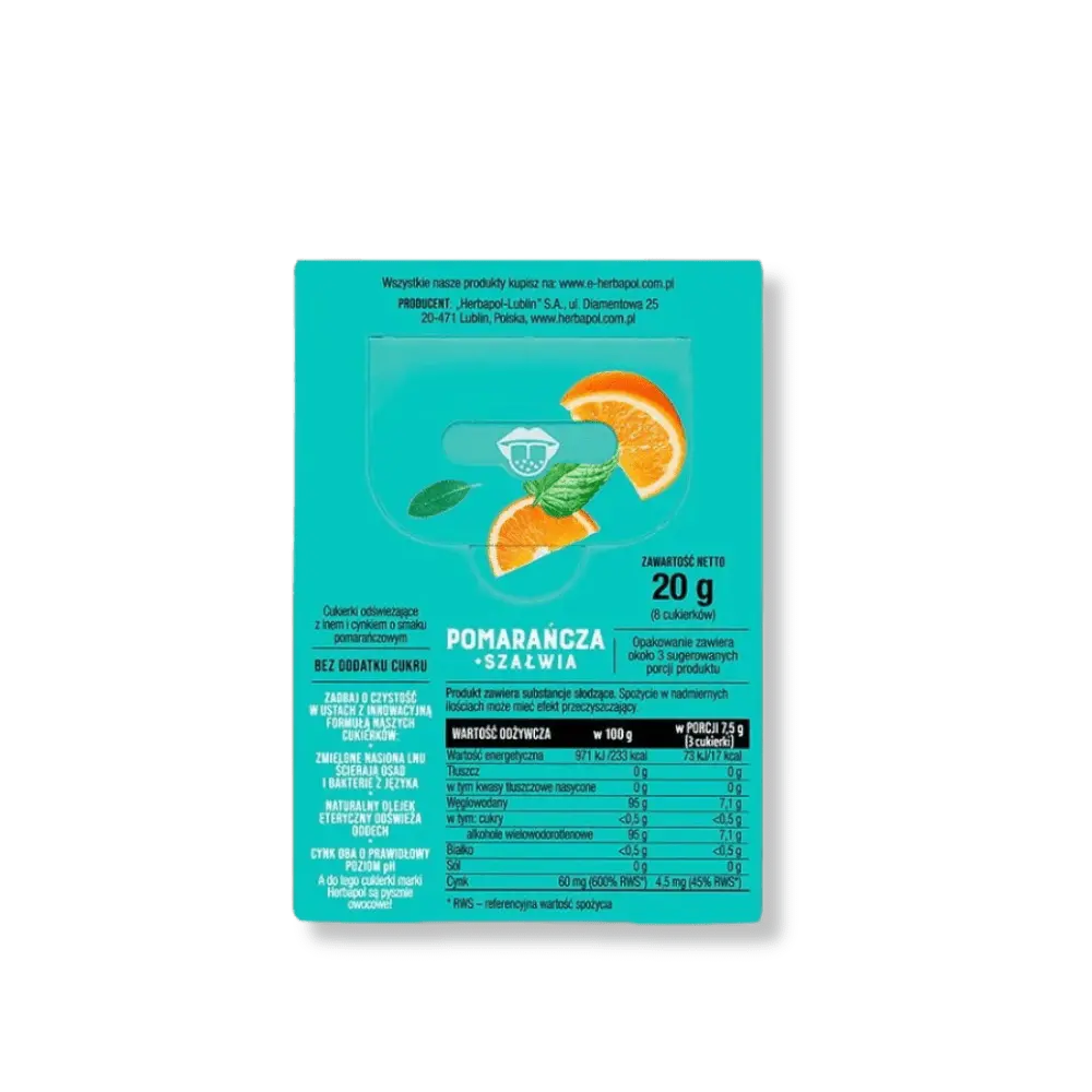 Cukierki Czyszczące Język o Smaku Pomarańczy z Szałwią - Herbapol — miniatura 2