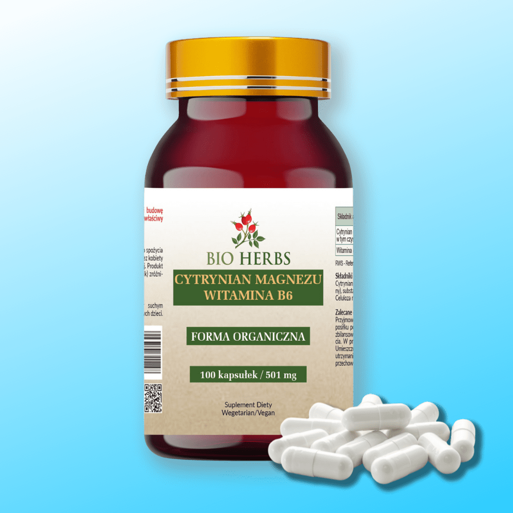 Cytrynian Magnezu + Witamina B6 od Bio Herbs - 100 kapsułek — miniatura 2