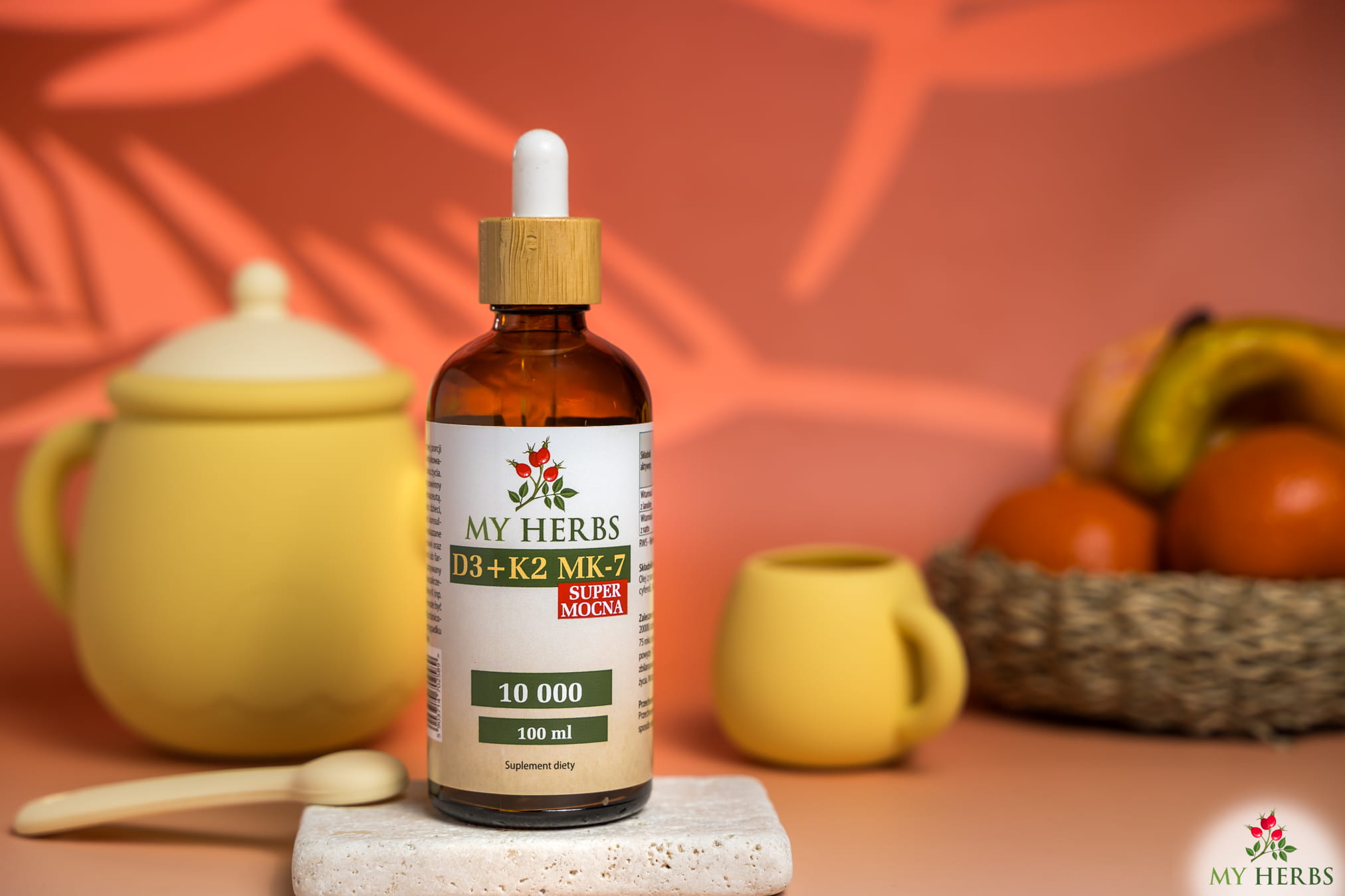 D3 K2 MK-7  10000 IU Bio Herbs - w kroplach 100 ml - Dla Zdrowia Serca, Kości i Zębów — miniatura 2