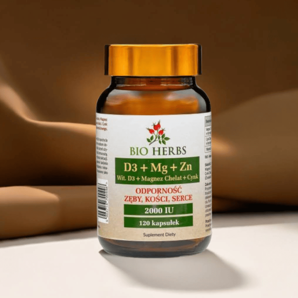 D3 Magnez Cynk Bio-Herbs - Kompleksowe Wsparcie Odporności i Układu Nerwowego - 60 kapsułek — miniatura 2