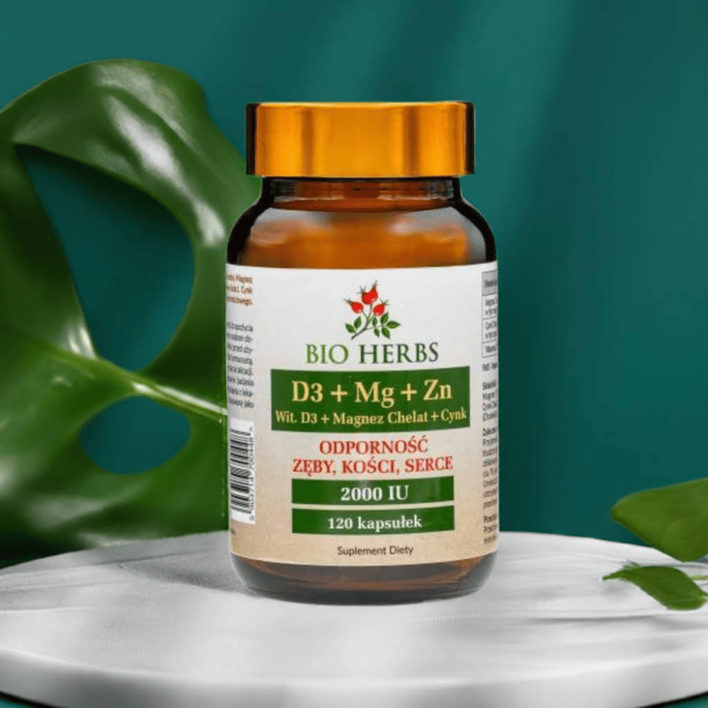 D3 Magnez Cynk Bio-Herbs - Kompleksowe Wsparcie Odporności i Układu Nerwowego - 60 kapsułek — miniatura 3