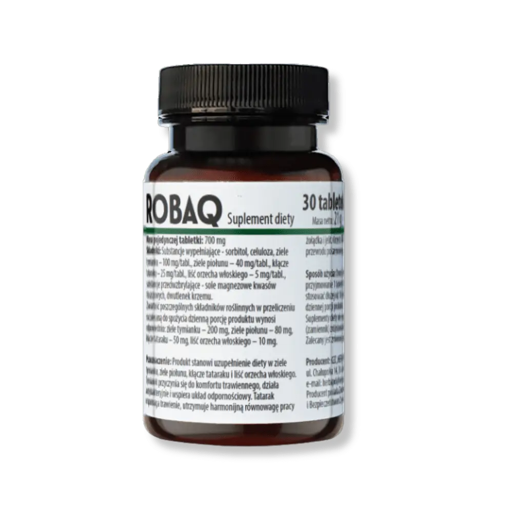 Herbapol ROBAQ 30 tabletek – Naturalne Wsparcie Trawienia i Odporności — miniatura 2
