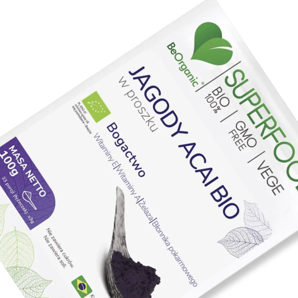 Jagody Acai BIO BeOrganic  w proszku – egzotyczna dawka antyoksydantów — miniatura 3