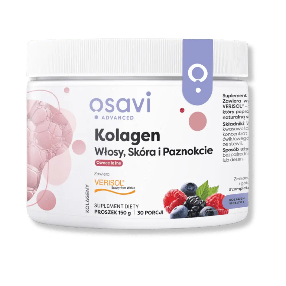 Kolagen na Włosy, Skórę i Paznokcie od OSAVI - Smak Owoców Leśnych | Bioaktywne Peptydy VERISOL®