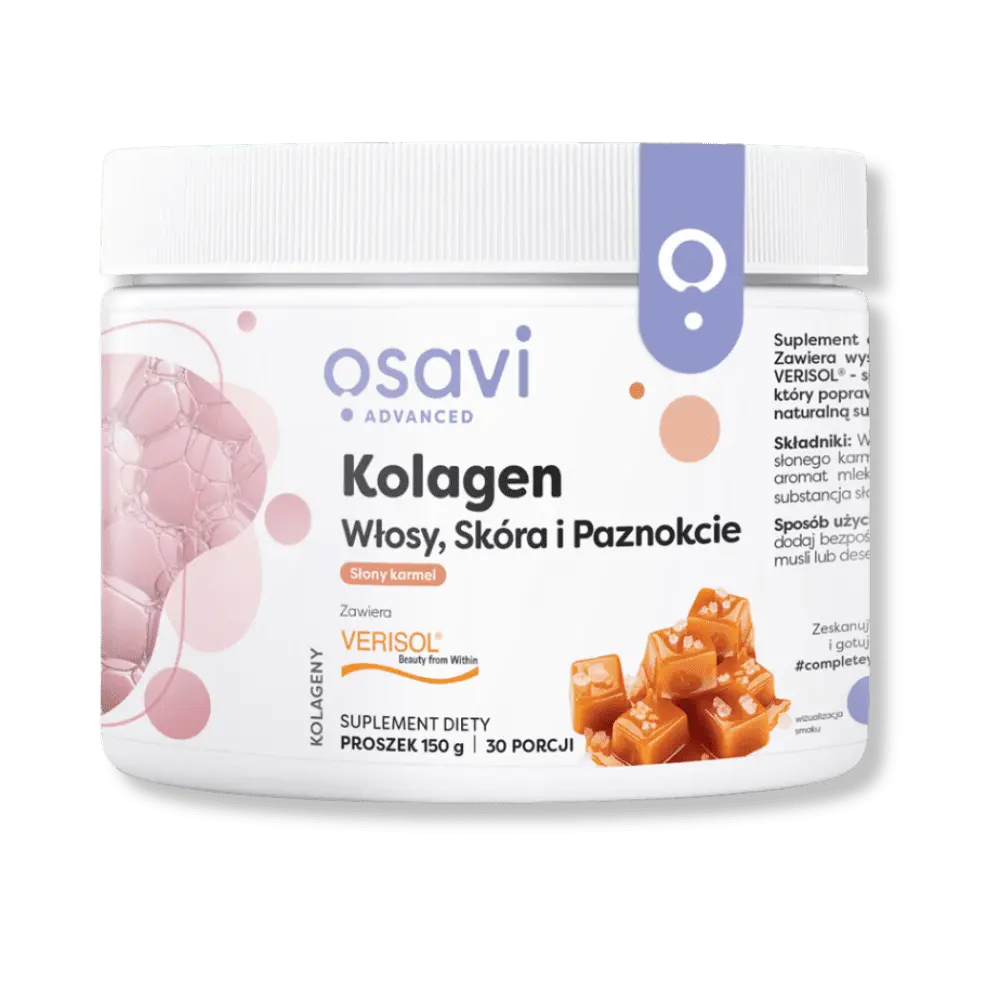 Kolagen na Włosy, Skórę i Paznokcie od OSAVI - Smak Słonego Karmelu | Bioaktywne Peptydy VERISOL®