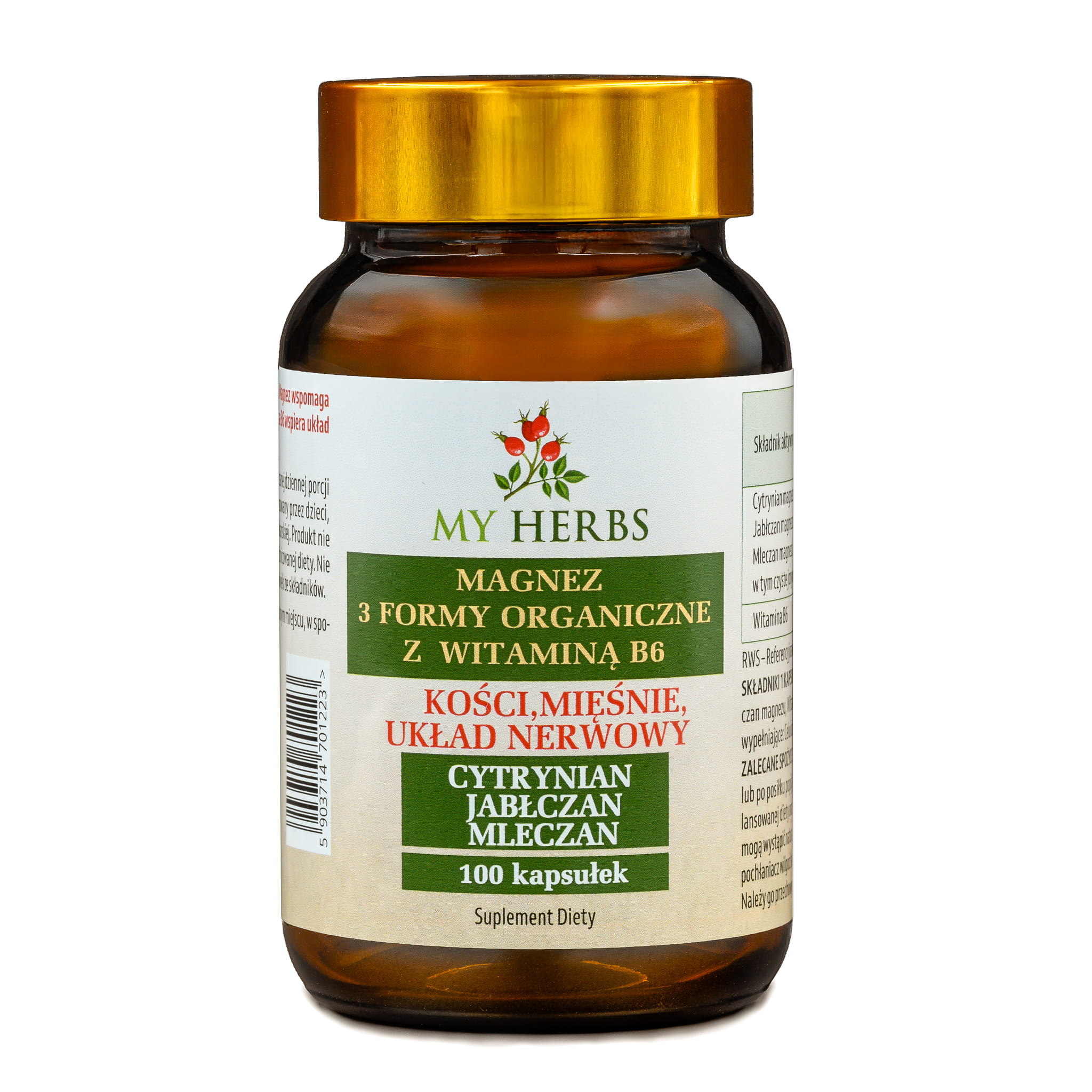 Magnez 3 formy organiczne z witaminą B6 - najlepsze wchłanianie