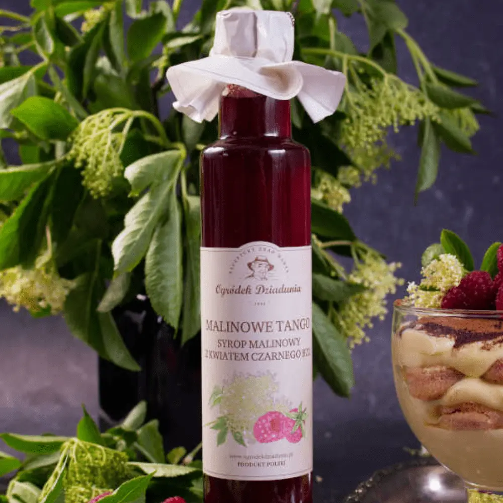 Syrop Malinowy z Kwiatem Czarnego Bzu - Malinowe Tango 315 g - Harmonijna przyjemność dla ciała i ducha — miniatura 3