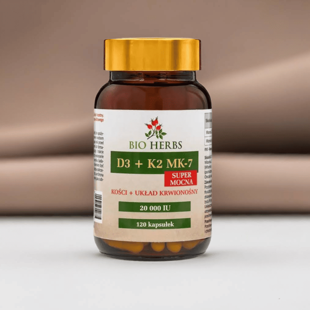 Witamina D3 K2 MK7 Kapsułki (20 000 IU) Bio Herbs - Mocne Kości i Zdrowe Serce - 120 kapsułek — miniatura 2