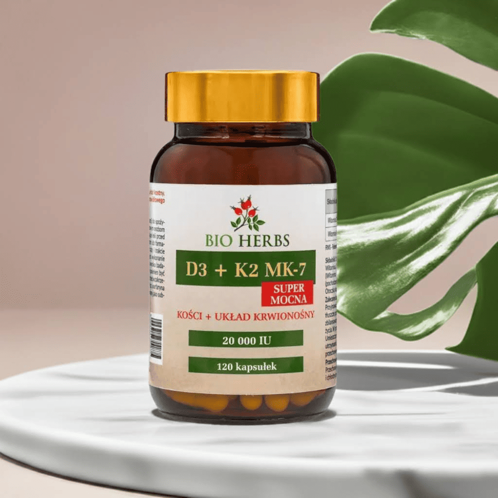 Witamina D3 K2 MK7 Kapsułki (20 000 IU) Bio Herbs - Mocne Kości i Zdrowe Serce - 120 kapsułek — miniatura 3